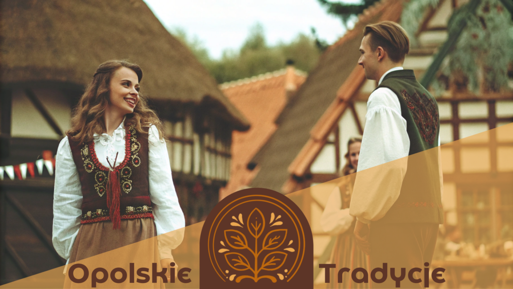 para ubrana z strój ludowy na tle wiejskich, drewniany chat